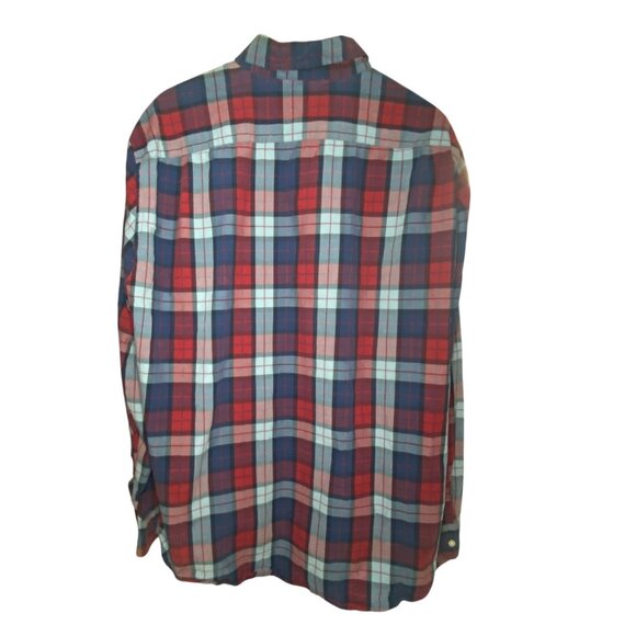 J.Crew Mens Red & Blue Plaid Long-Sleeve Shirt Cotton Sz XXL Gorpcore Cabincore - Picture 3 of 7